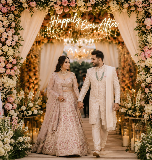 Floral Bride and Groom Entry 